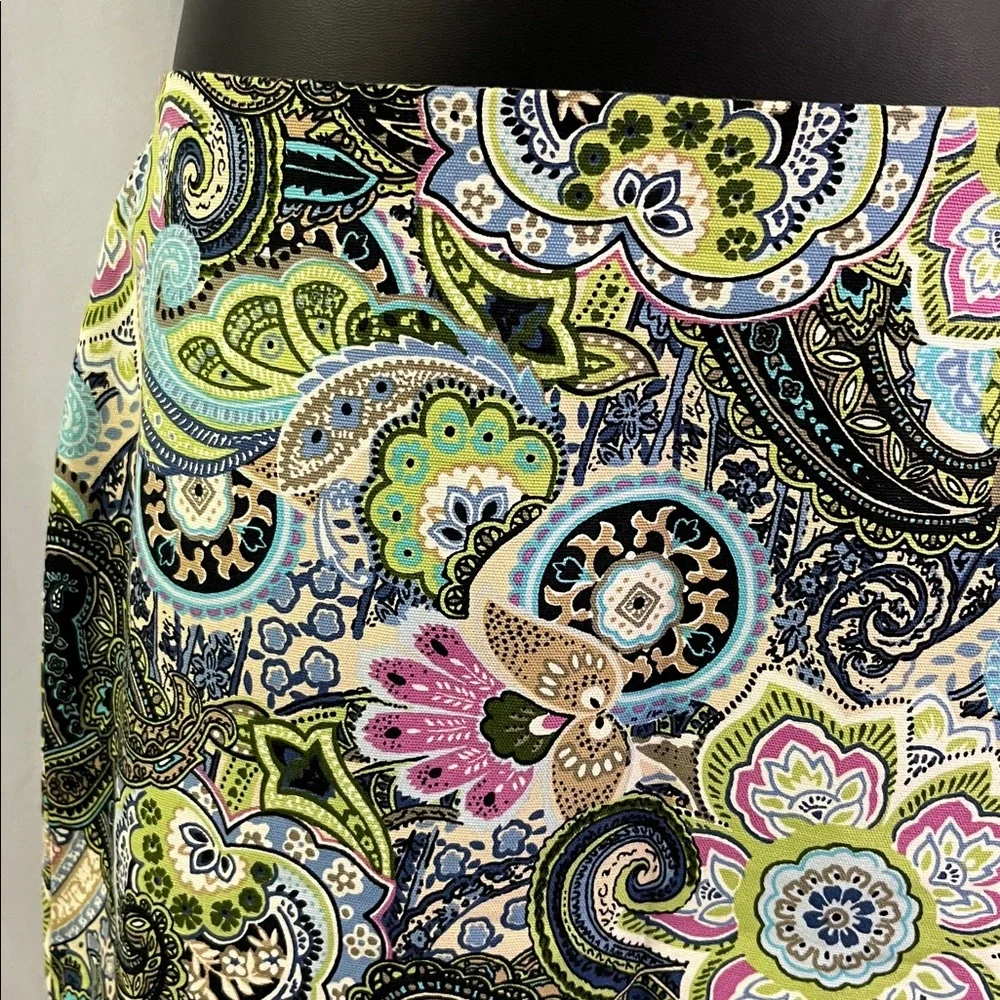 Talbots Multicolor Floral Paisley Print A-Line Cotton Skirt